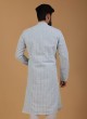 Sky Blue Lucknowi Work Kurta Pajama